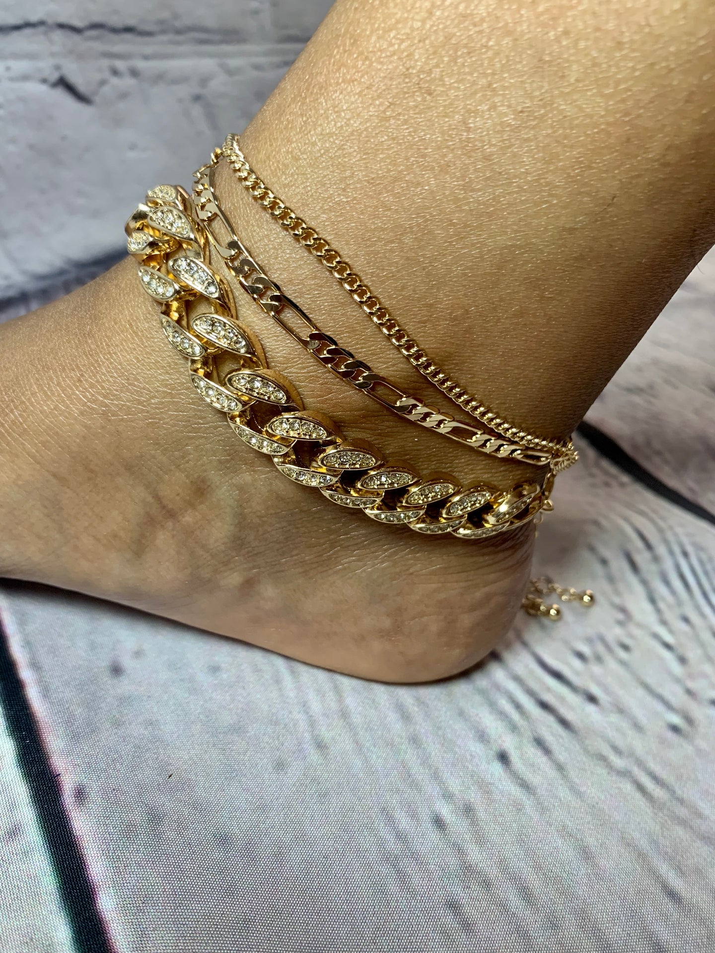 Cuban link layered Anklet